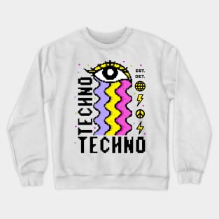 TECHNO  - 8 Bit Rainbow Tears (black/pink/purple) Crewneck Sweatshirt